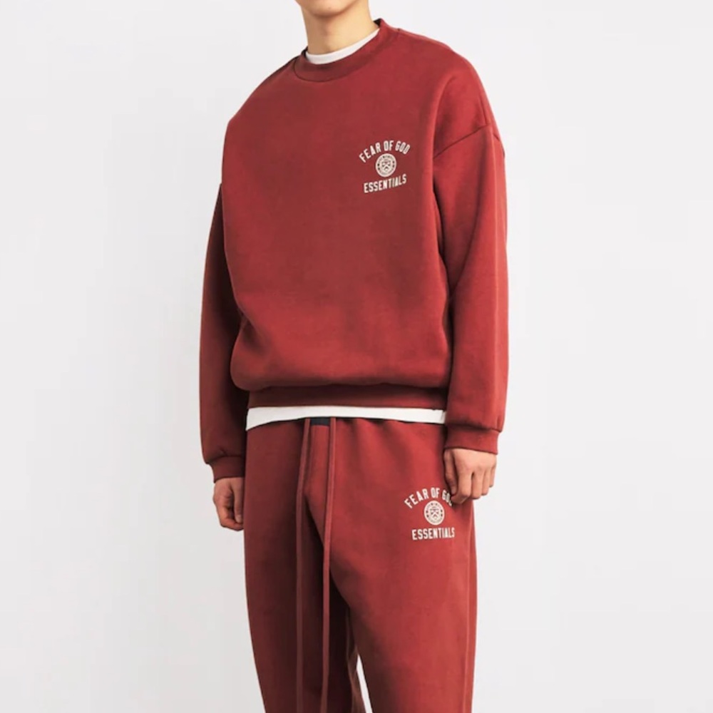 FEAR OF GOD ESSENTIALS Cotton-Blend University Crest Logo Sweatshirt Size XL